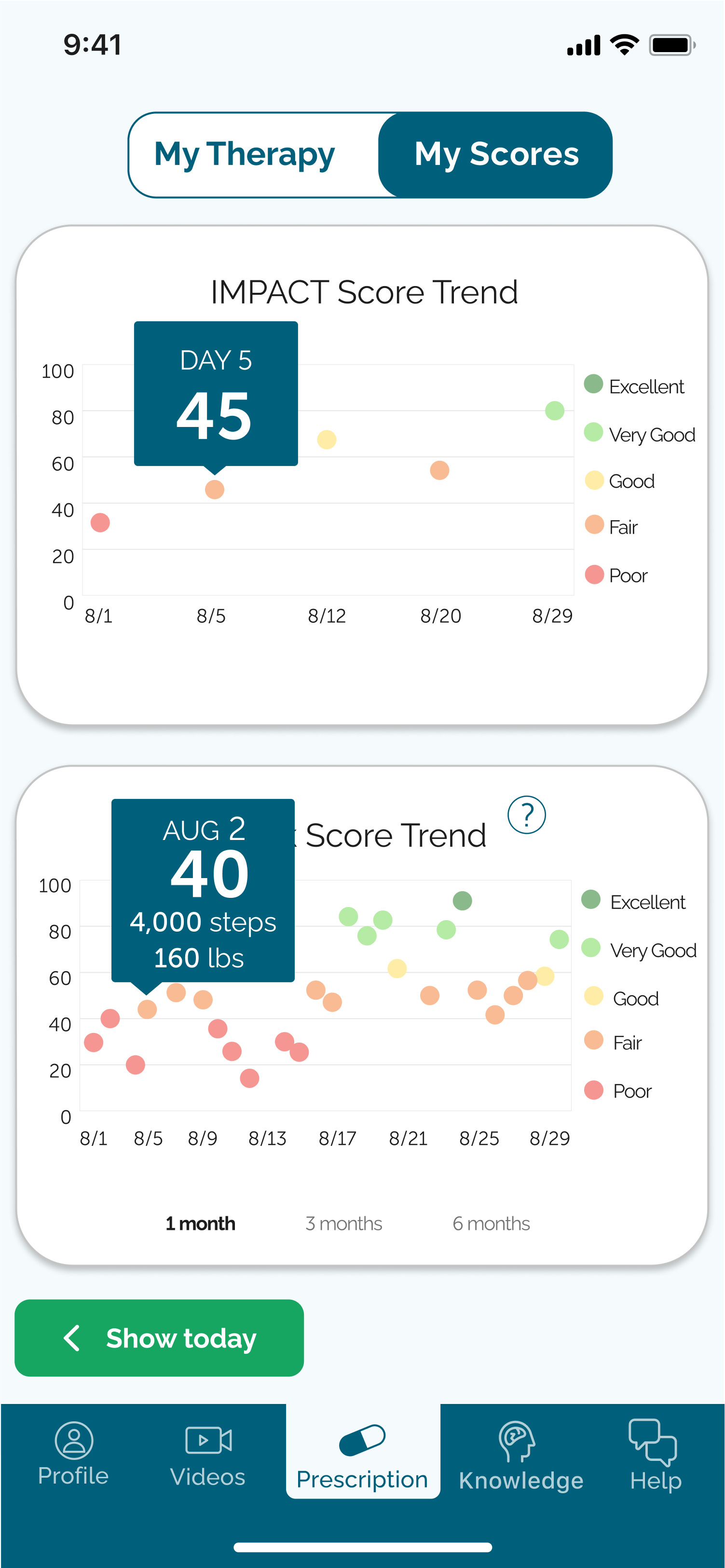 mobile scores dashboard mockup