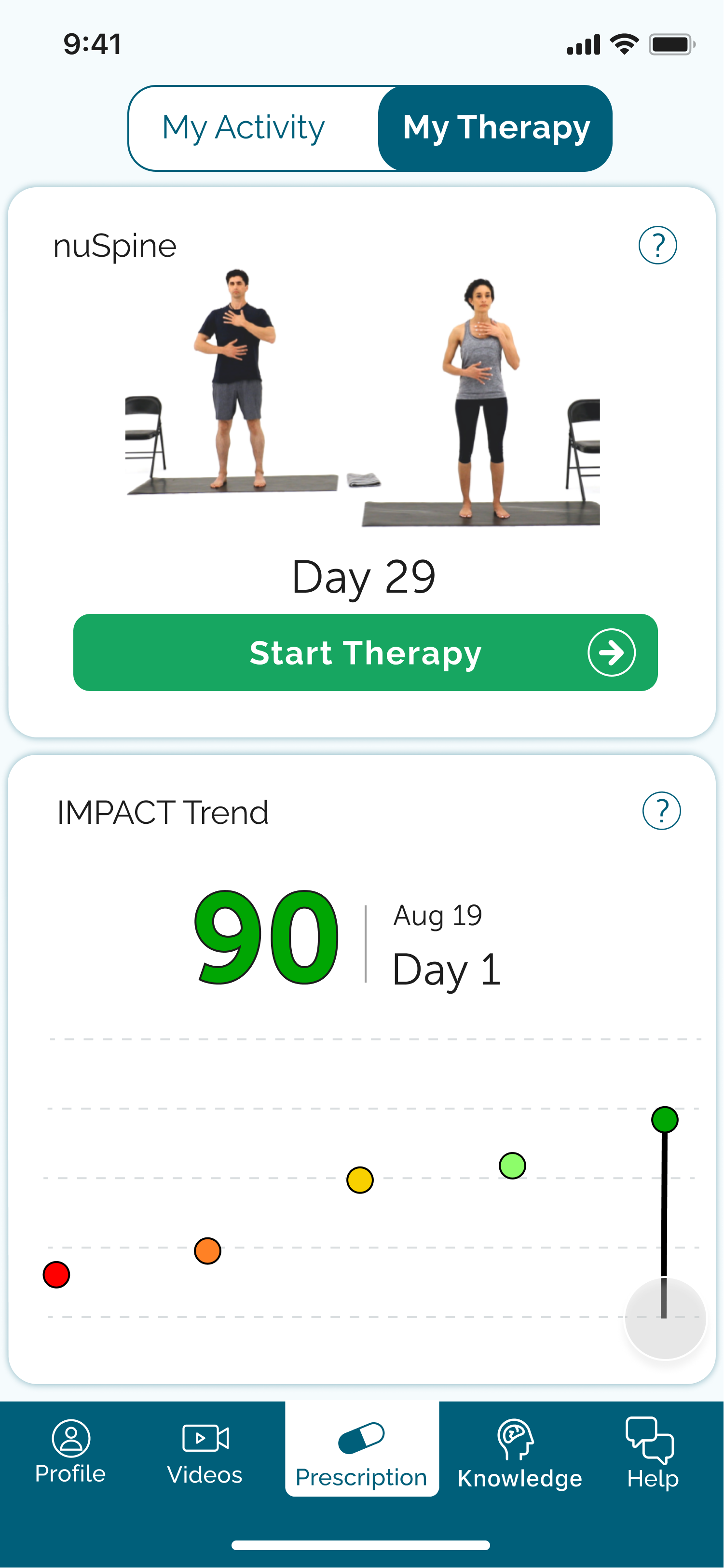 mobile therapy dashboard update mockup