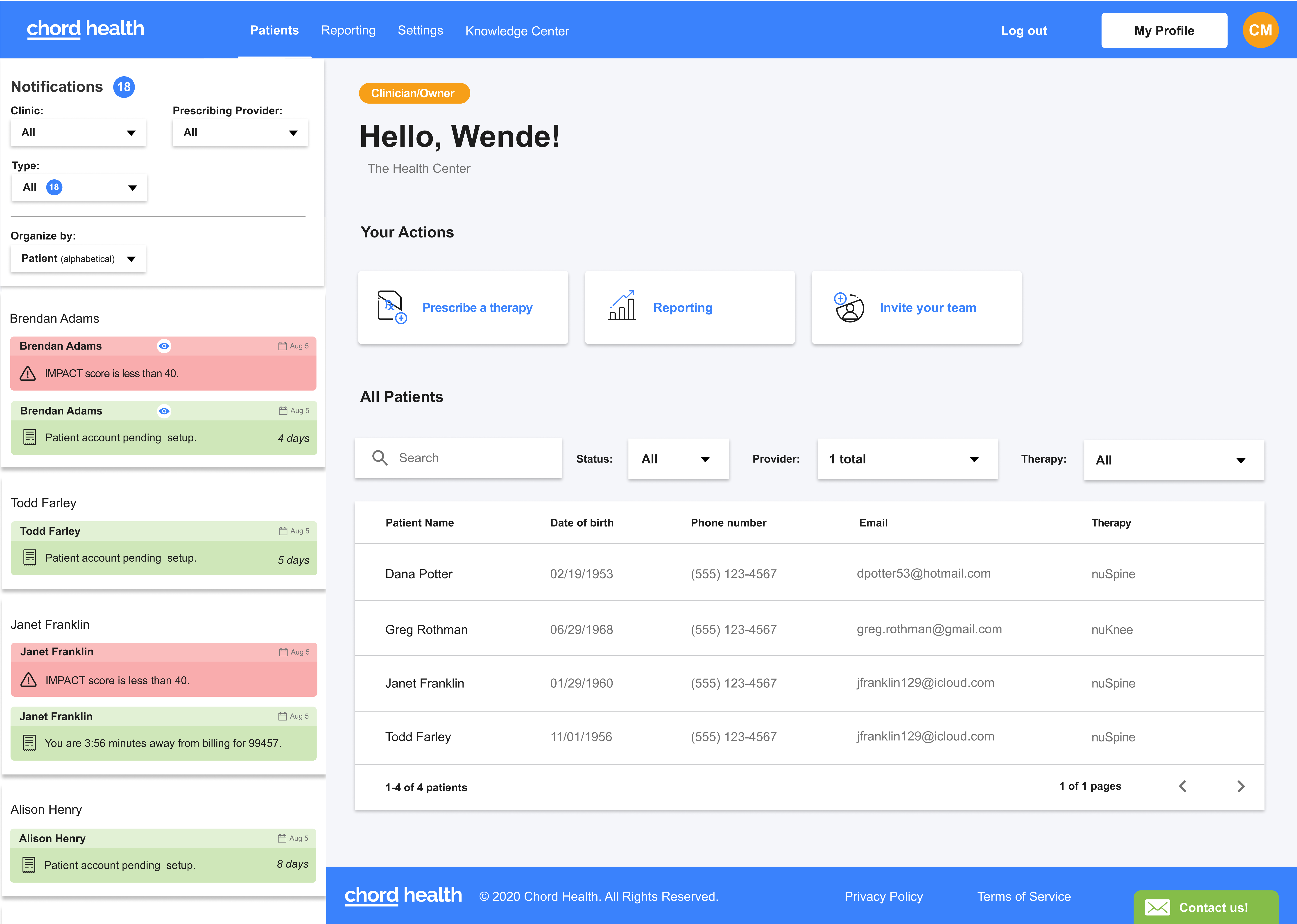 web dashboard mockup