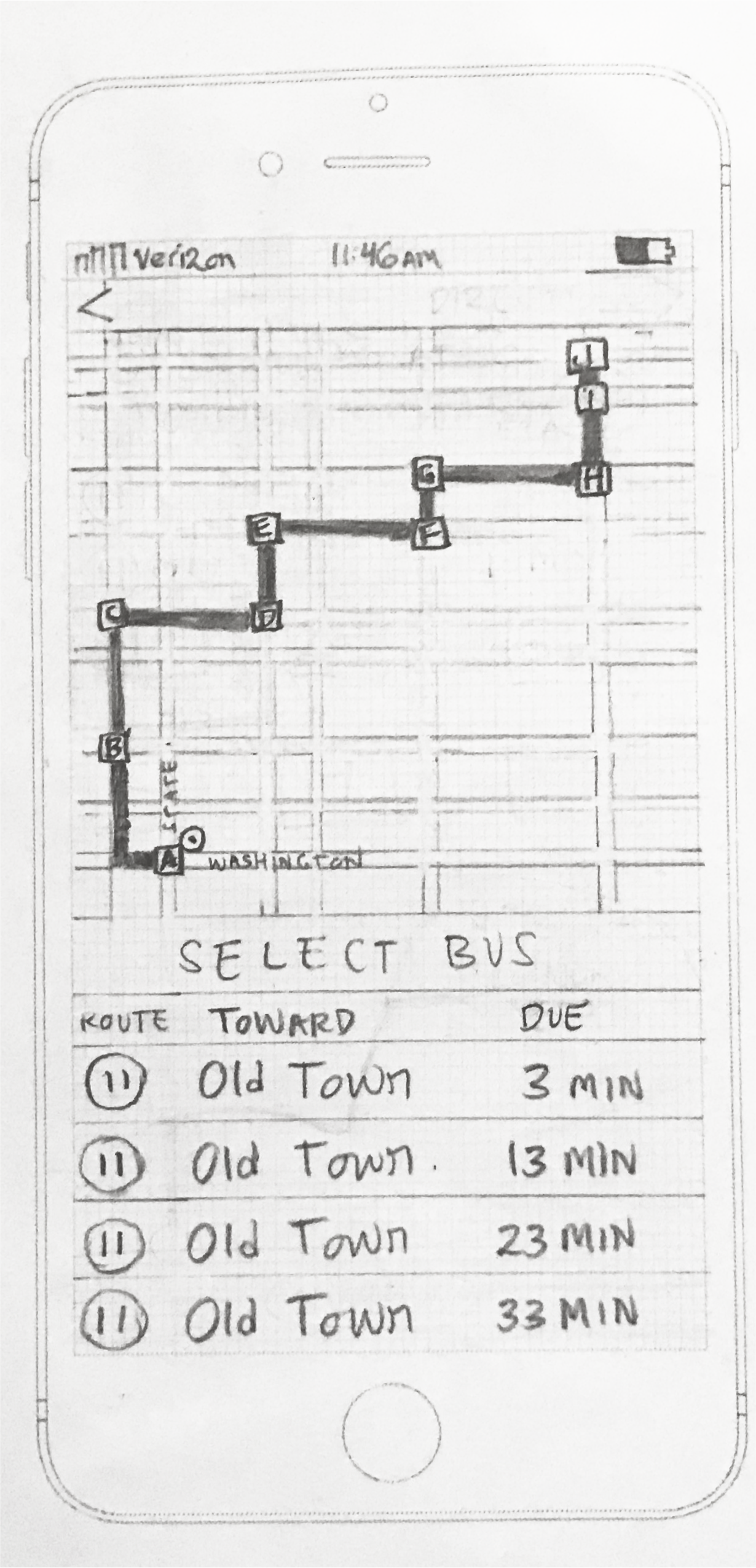 Paper prototype screen 2